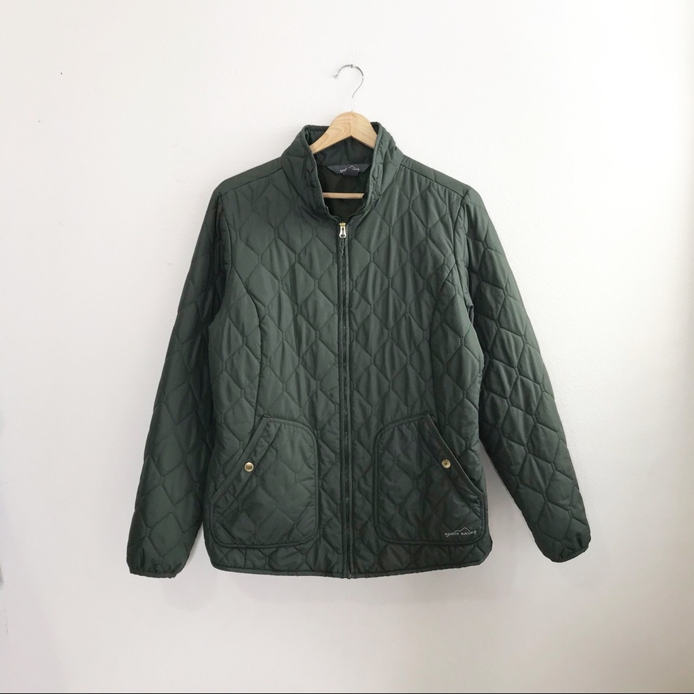 Eddie Bauer Green Quilted Puffer Jacket Coat L